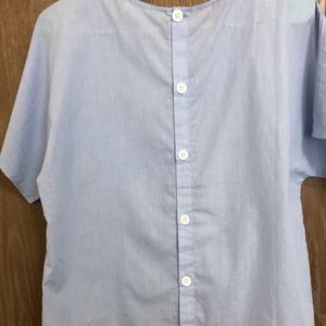 Button back chambray tie top